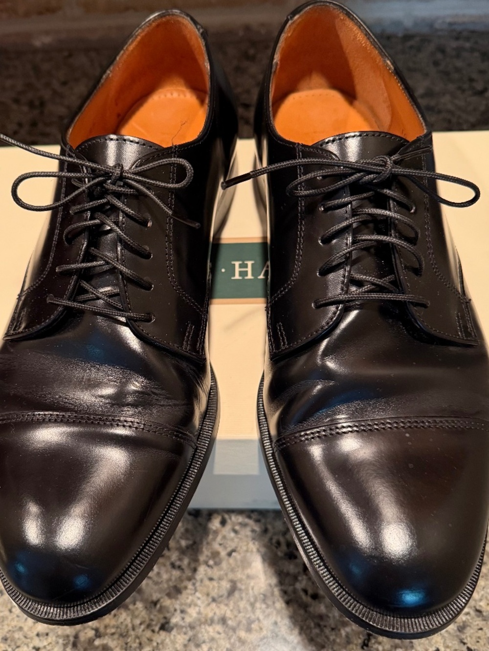 Vintage Cole Haan Lexington Black Leather Cap Toe Dress Shoes 10D